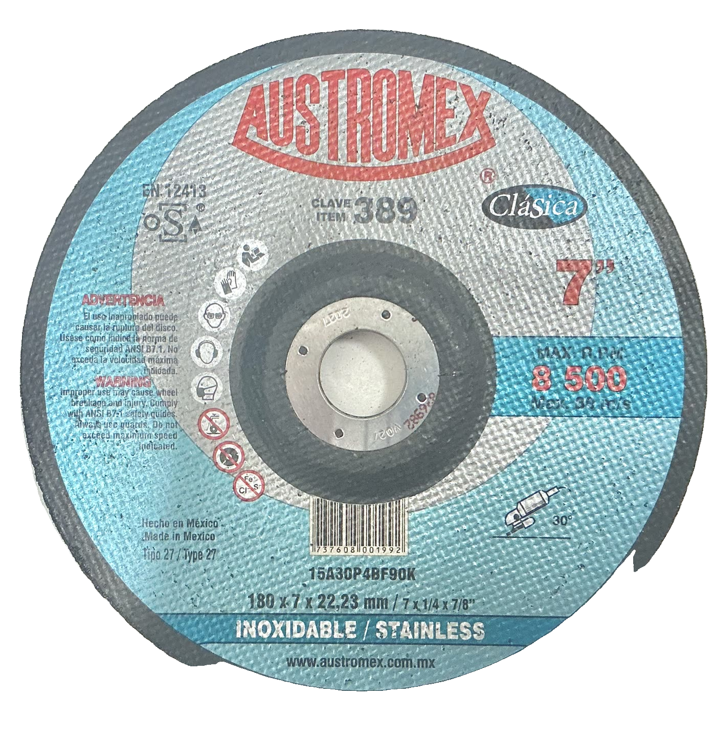 Austromex Clásica Clave 389 — 7" x 1/4" x 7/8"