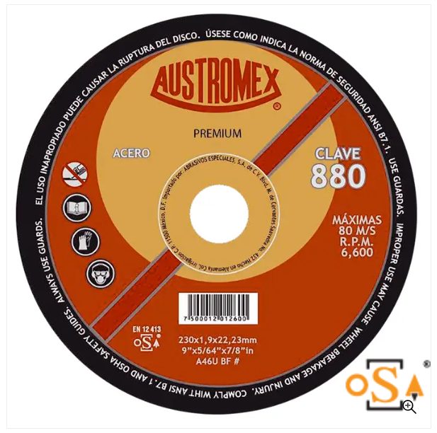 Clave 880 — 230x1.9x22.2 A46U BF #