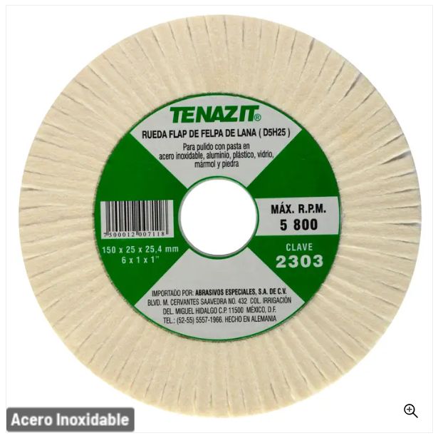 Clave 2303 — 150X25X25.4 RUEDA FLAP FELPA D5H25 #