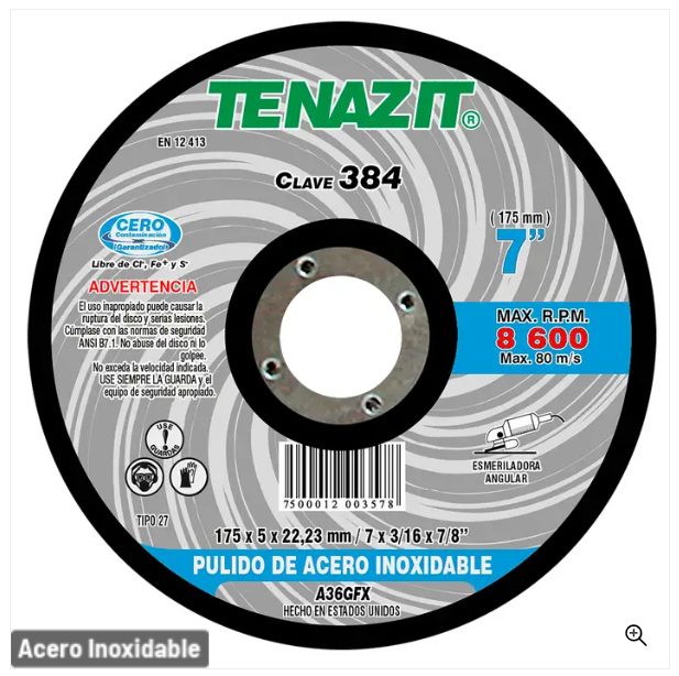 Clave 384 — 175x5x22.2 A36GFX (Tenazit) #