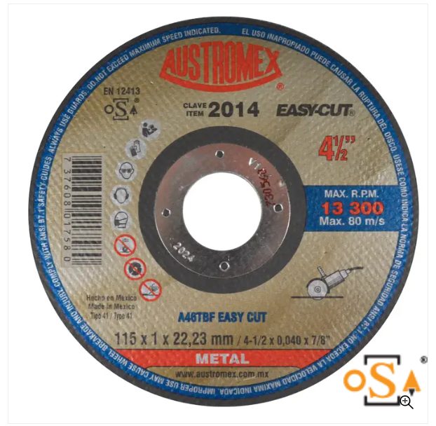 Clave 2014 — 115X1X22.23 A46TBF EASY CUT