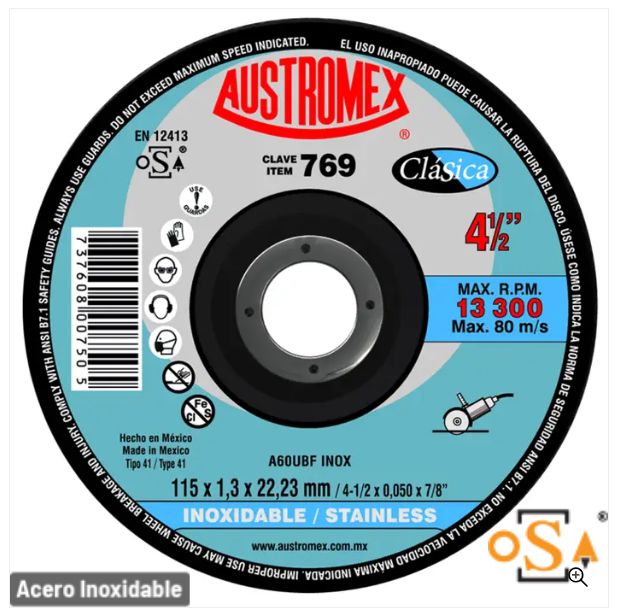 Clave 769 — 115X1X22.23 A60UBF INOX