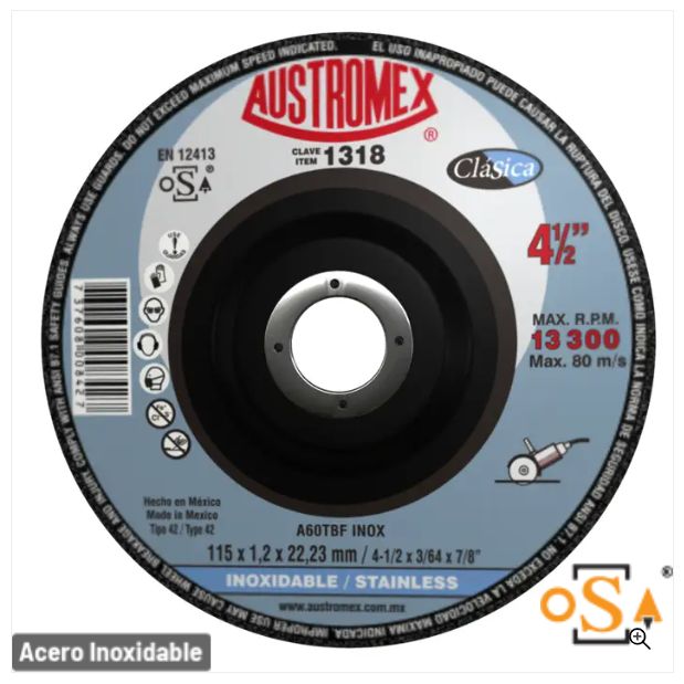Clave 1318 — 115X1.2X22.23 A60TBF INOX