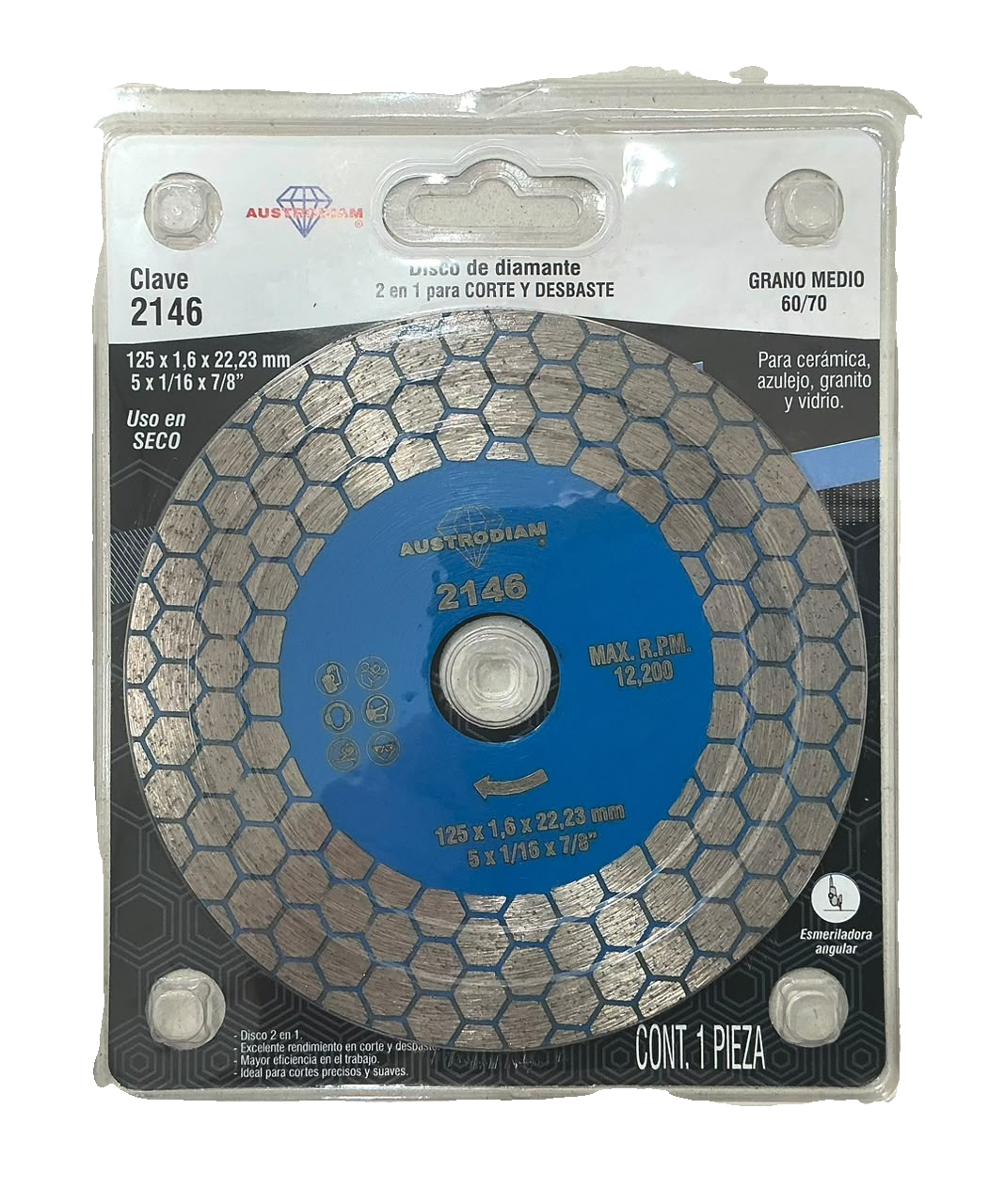 Austrodiam Disco de diamante 2 en 1 corte y desbaste 5" — clave 2146