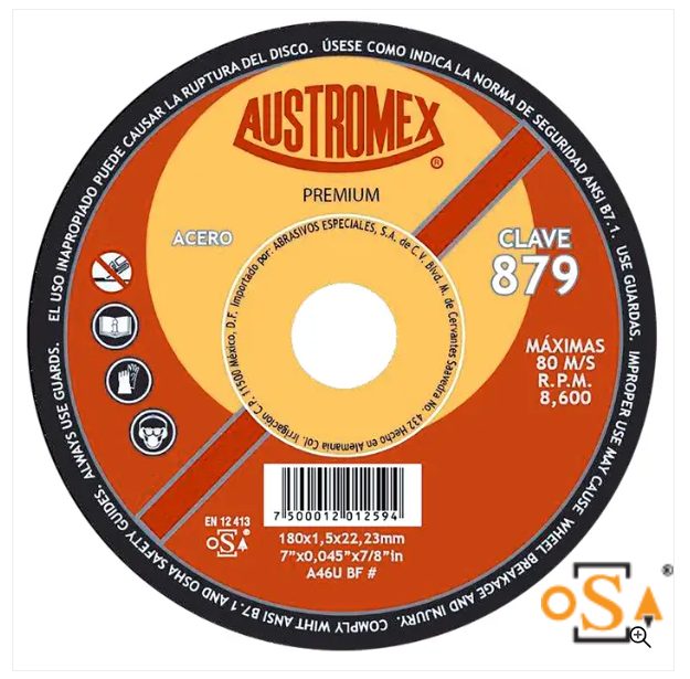 Clave 879 — 180 x 1.5 x 22.2 A46U BF #