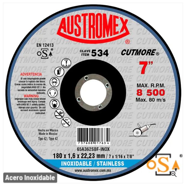 Clave 534 — 180X1.6X22.23 65A362SBF-INOX