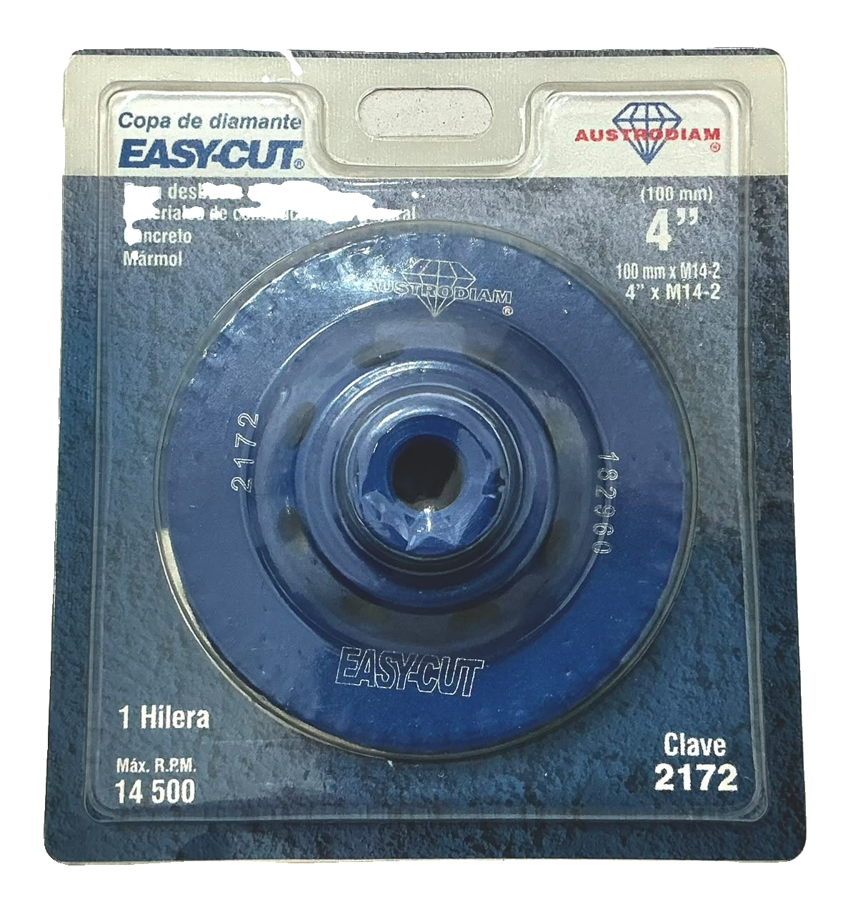 Austrodiam Copa de diamante EASY-CUT 4" — clave 2172