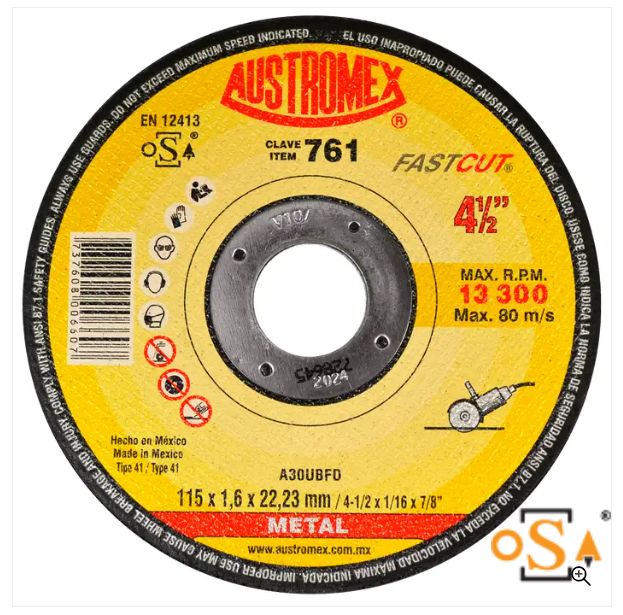 Clave 761 — 115X1.6X22.23 A30UBFD