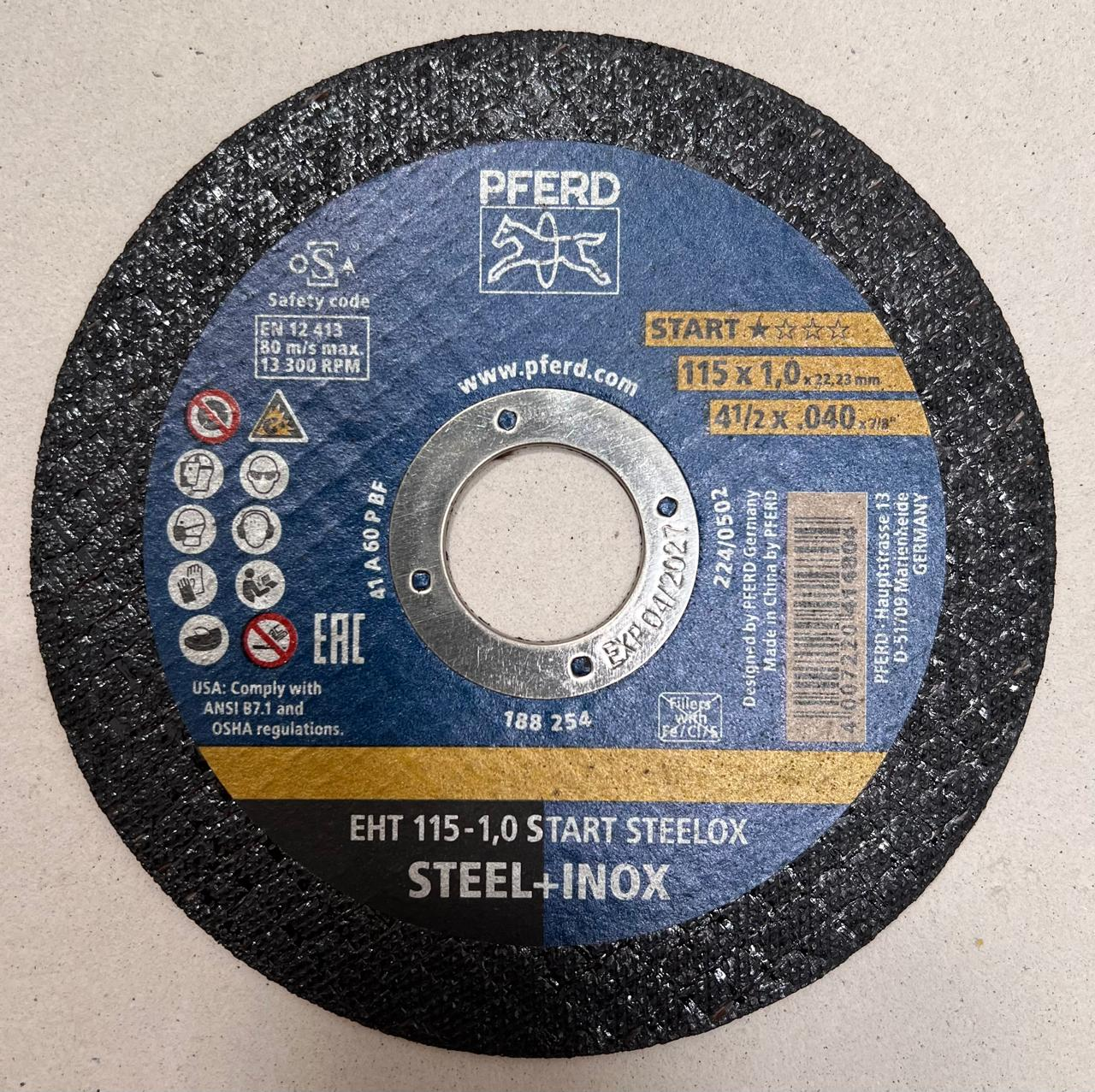 PFERD EHT 115-1,0 START STEELOX — 4½" x .040" x 7/8"