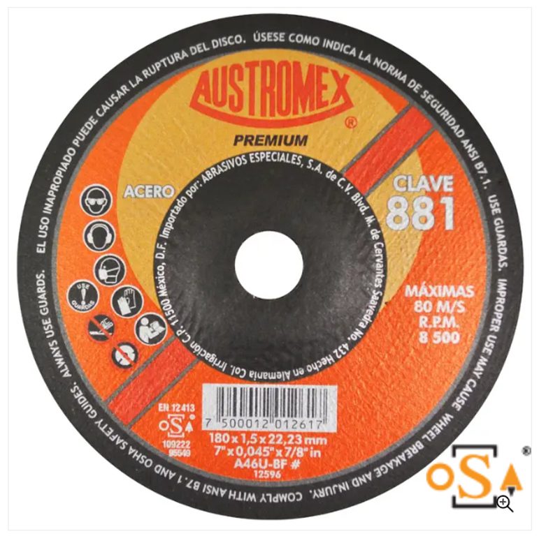 Clave 881 — 180x1.5x22.2 A46U BF #