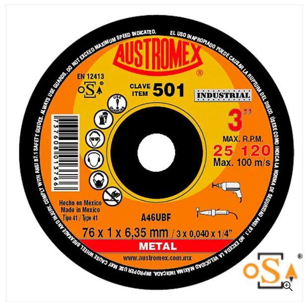 Clave 501 — 76X1X6.35 A46UBF