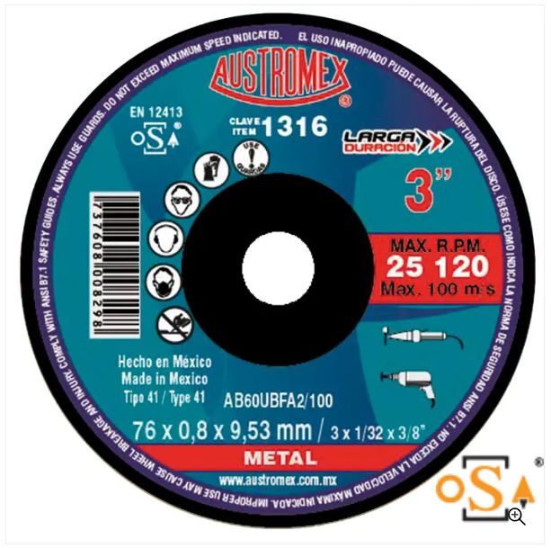 Clave 1316 — 76X0.8X9.53 AB60UBFA2/100