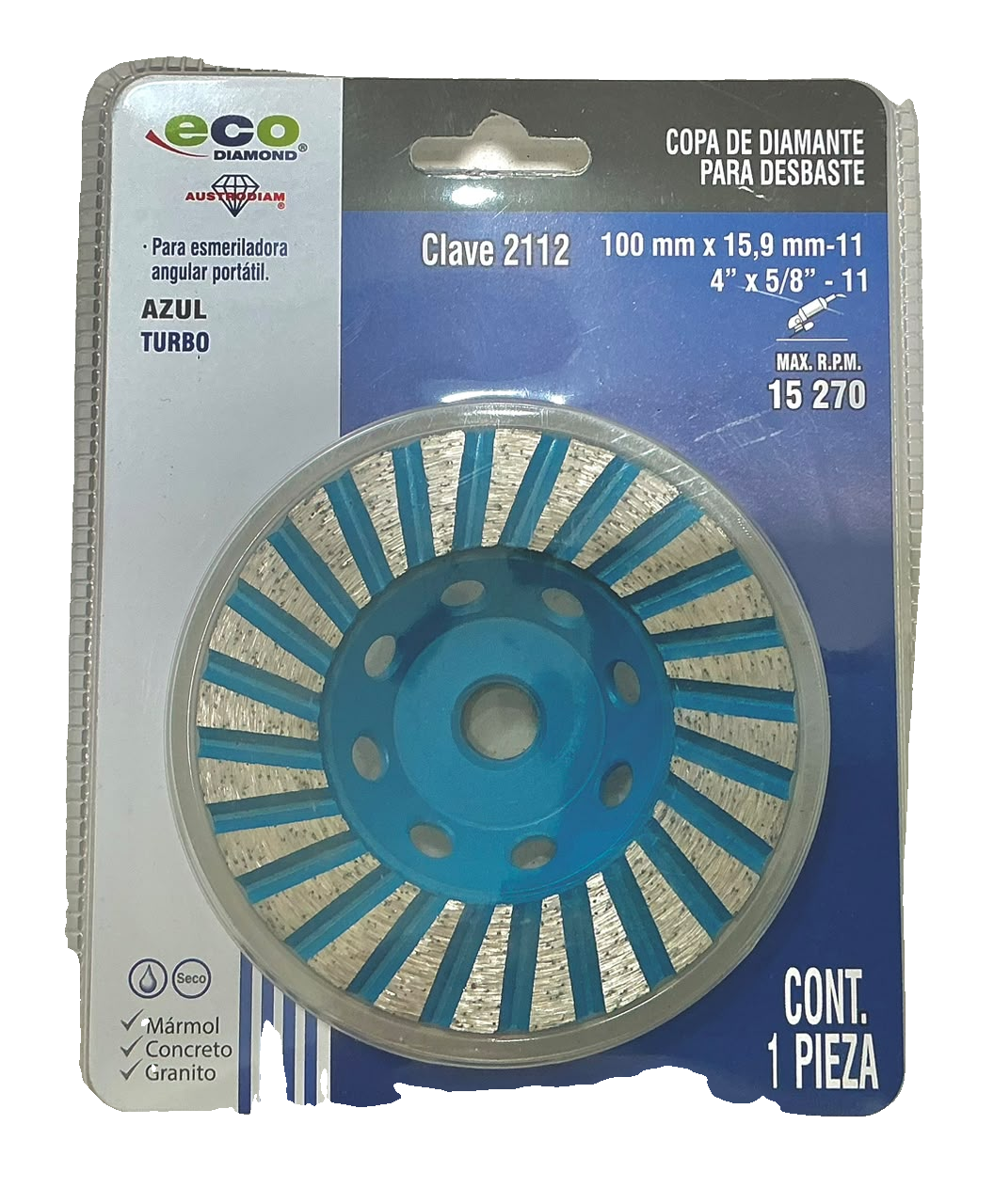 Eco Diamond Copa de diamante Azul Turbo 4" — clave 2112