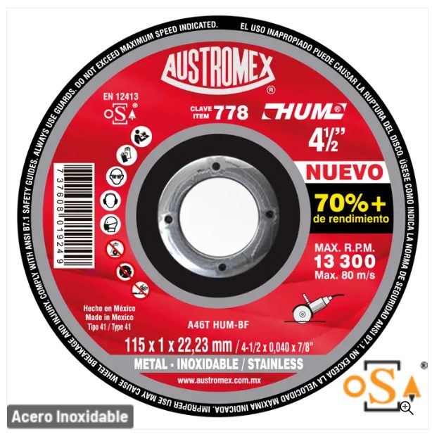 Clave 778 — 115X1X22.23 A46T HUM-BF