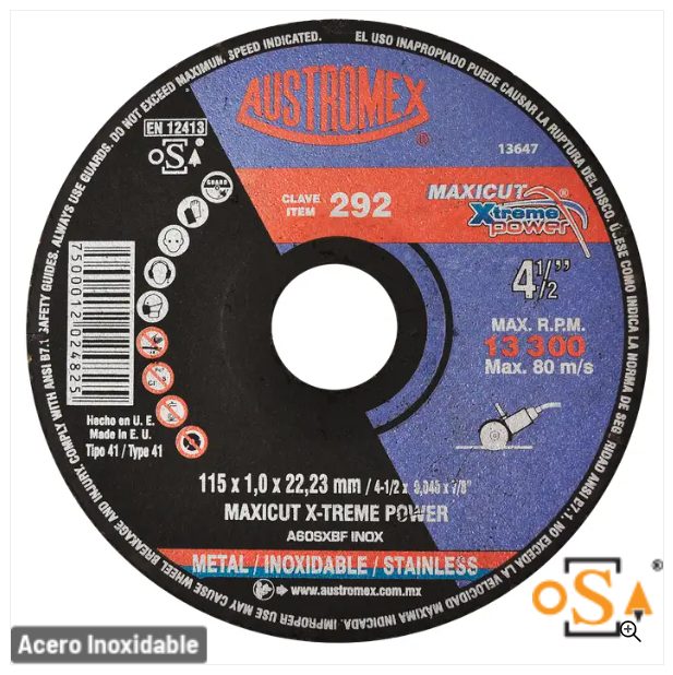 Clave 292 — 115 x 1.0 x 22.23 MAXICUT X-TREME POWER #