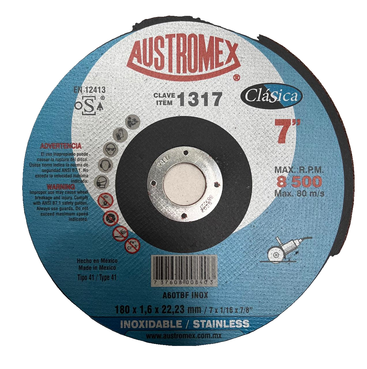 Austromex Clásica Clave 1317 — 7" x 1/16" x 7/8"