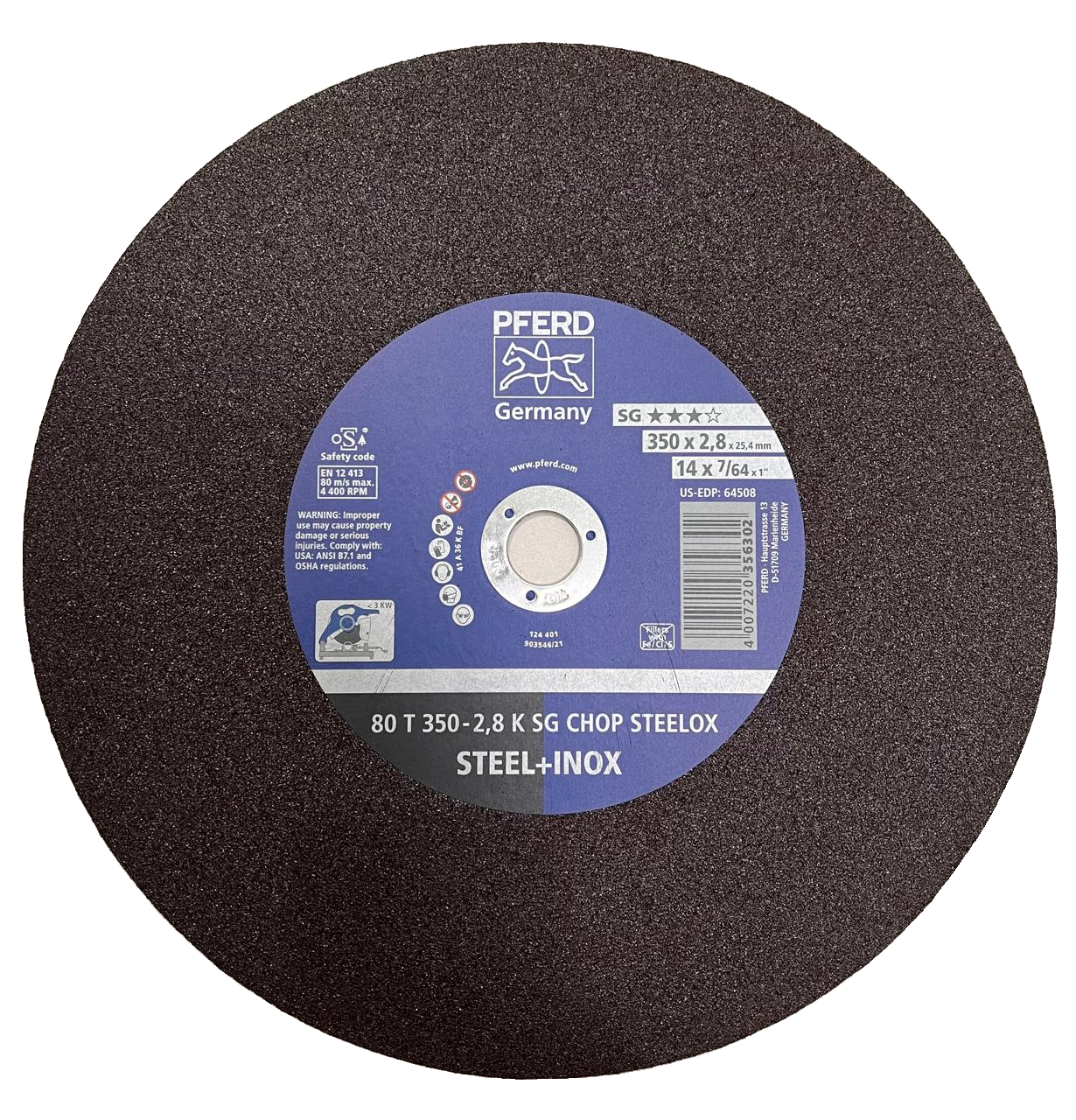 PFERD 80 T 350-2,8 K SG CHOP STEELOX — 14" x 7/64" x 1"
