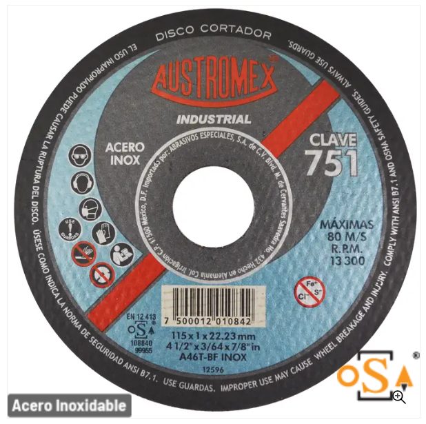 Clave 751 — 115x1x22.2 A46T BF INOX #
