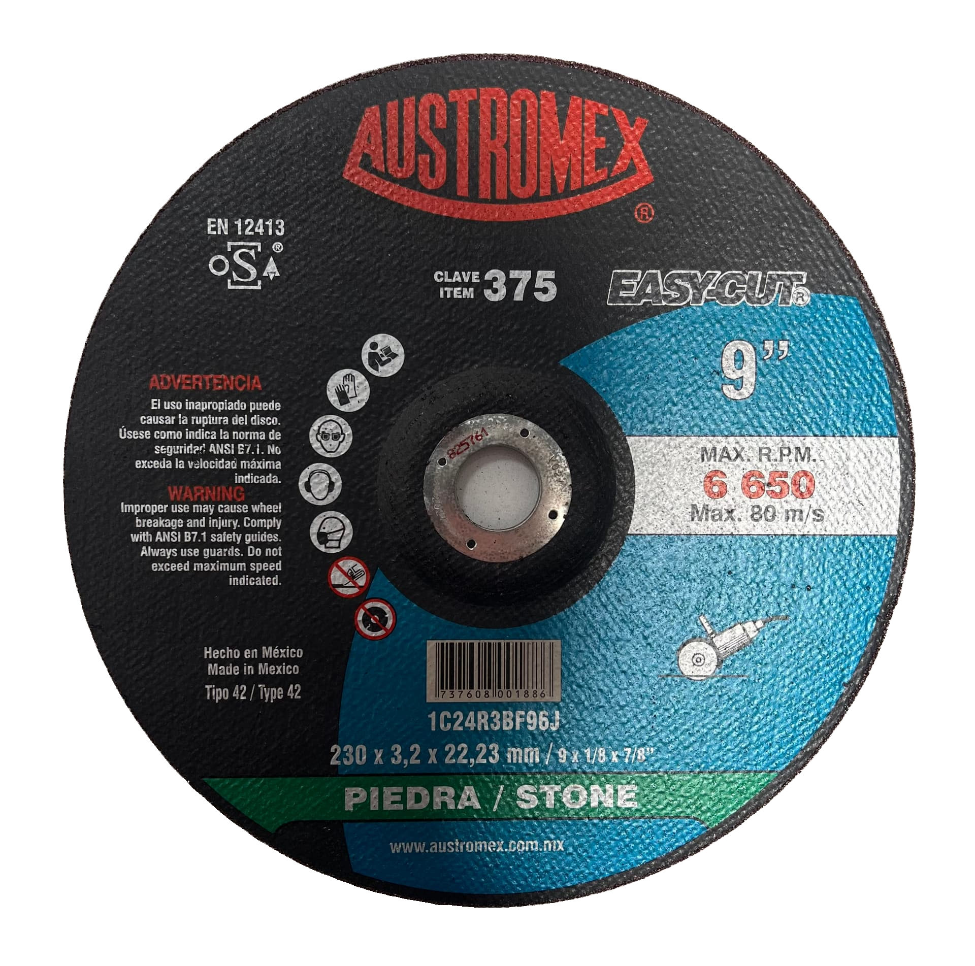 Austromex Easy-Cut Clave 375 — 9" x 1/8" x 7/8"