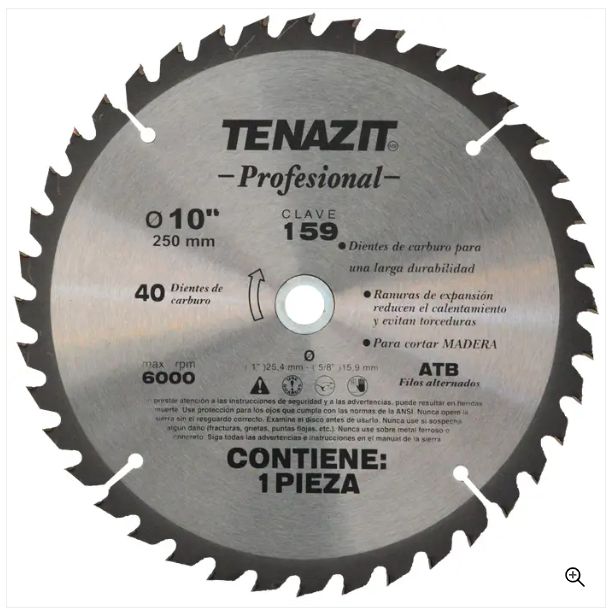 Clave 159 — 250x25.4 A 15.9 40 DIENTES ATB#