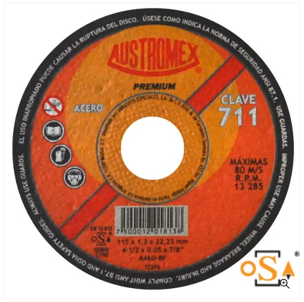 Clave 711 — 115x1.3x22.2 A46U-BF #