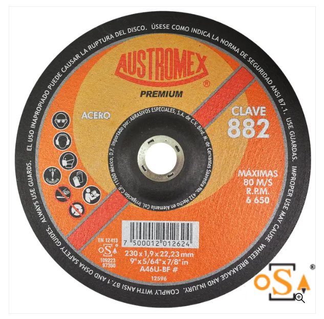 Clave 882 — 230x1.9x22.2 A46U BF #