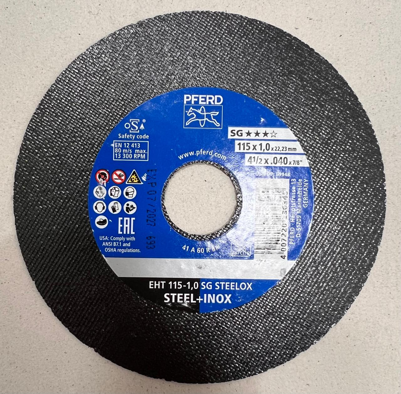 PFERD EHT 115-1,0 SG STEELOX — 4½" x .040" x 7/8"