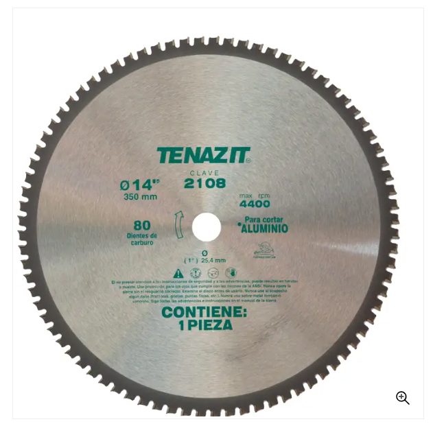 Clave 2108 — 350x2.2X25.4 80 DIENTES P/ALUMINIO #