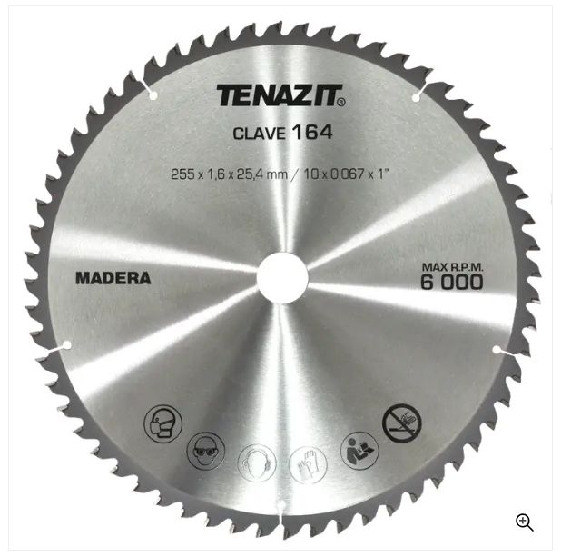 Clave 164 — 255 x 1.6 x 25.4 MADERA 60T ATB #